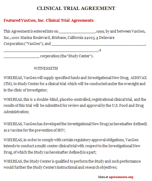 Download Clinical Trial Agreement Template