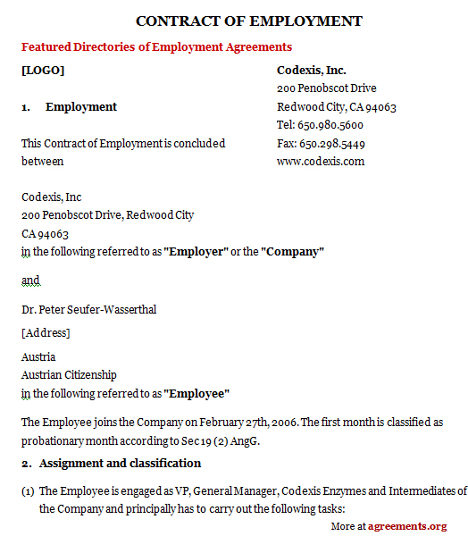 Download Employment Contract Template