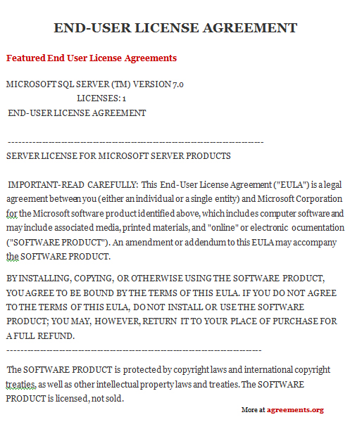 Download End User License Agreement Template