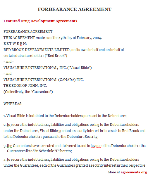 Forbearance Agreement Download Pdf Agreements Org