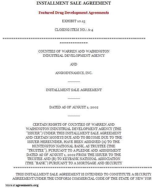 Installment Purchase Agreement Template - Download PDF