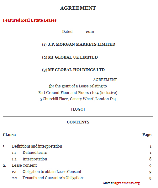 Lease Agreement Template - Download PDF
