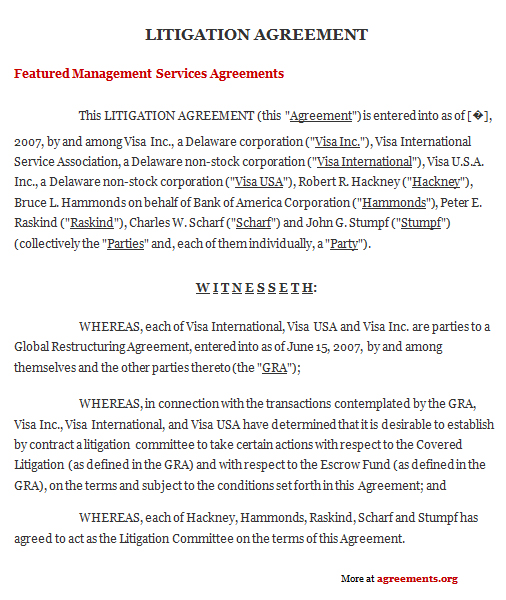 Litigation Agreement Template - Download PDF