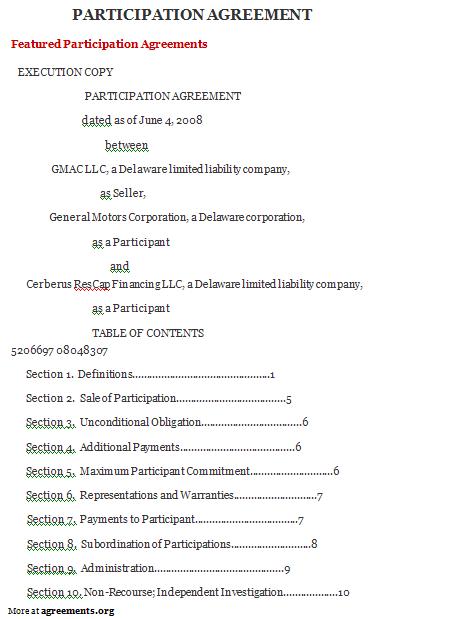 Download Participation Agreement Template