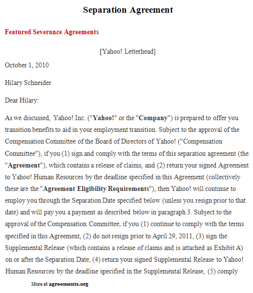 Download Severance Agreement and Separation Agreement Template