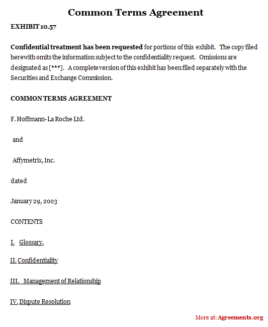 Download Common Terms Agreement Template