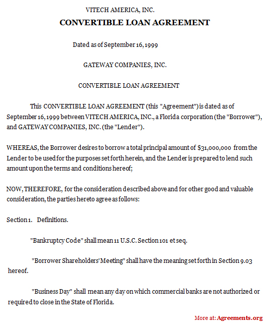 Download Convertible Loan Agreement Template