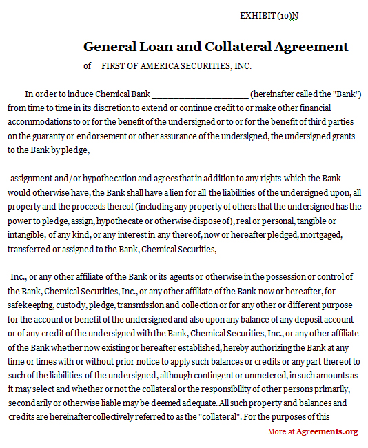 General loan and Collateral Agreement