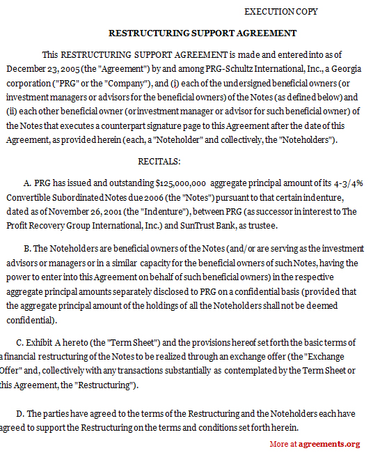 Restructuring Support Agreement