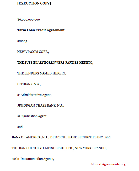 Term Loan Credit Agreement