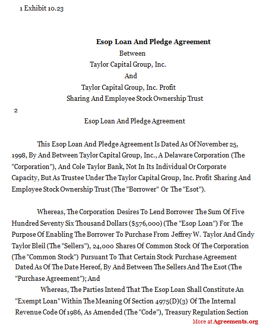 Download ESOP Loan and Pledge Agreement Template