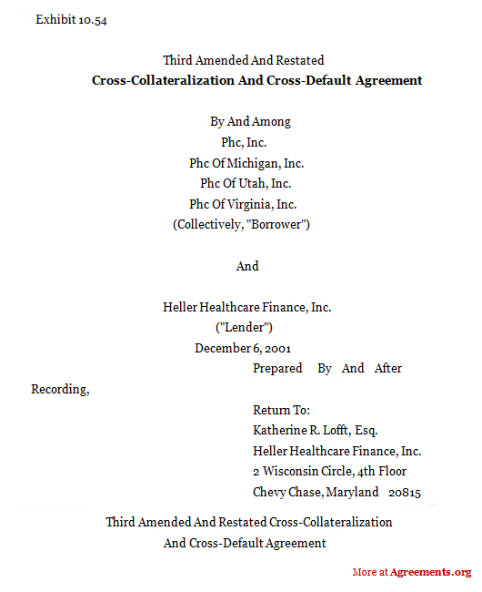 Cross-collateralization Cross-default Agreement